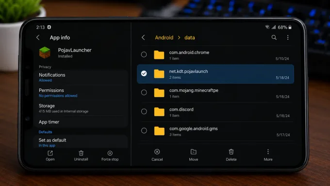 Desinstalação do APK e pasta de dados do jogo no Android
