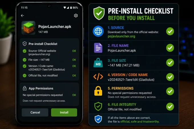 Checklist de confiança antes de instalar o APK no Android