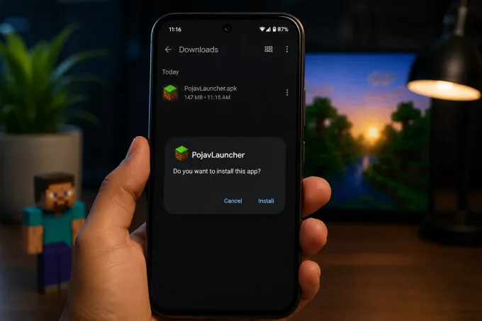 Instalação do APK do PojavLauncher no Android